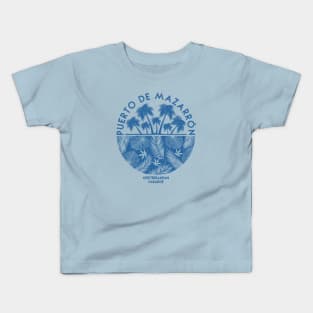 Palm Trees Emblem - Vintage Blue Kids T-Shirt